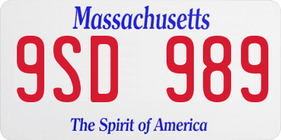 MA license plate 9SD989