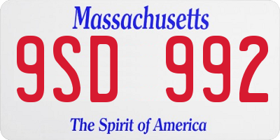 MA license plate 9SD992