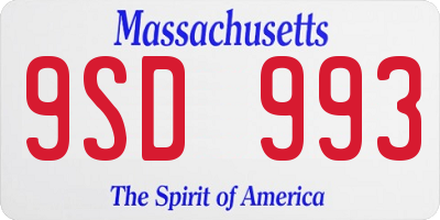 MA license plate 9SD993
