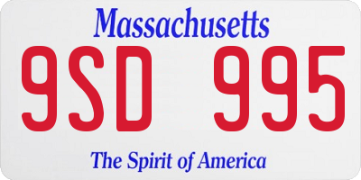 MA license plate 9SD995