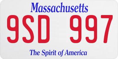 MA license plate 9SD997