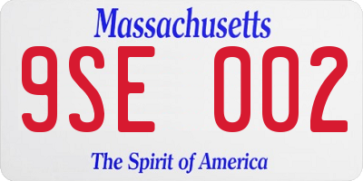 MA license plate 9SE002