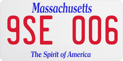 MA license plate 9SE006