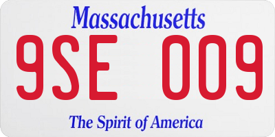 MA license plate 9SE009