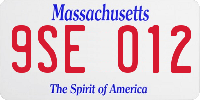 MA license plate 9SE012