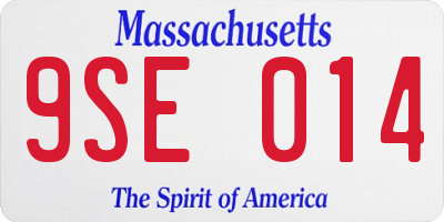 MA license plate 9SE014