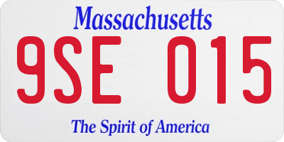 MA license plate 9SE015