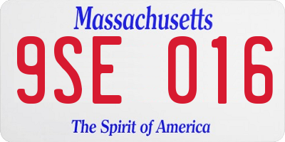 MA license plate 9SE016