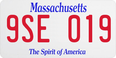 MA license plate 9SE019