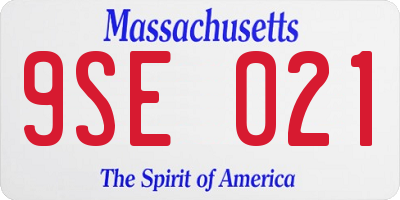 MA license plate 9SE021