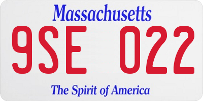 MA license plate 9SE022