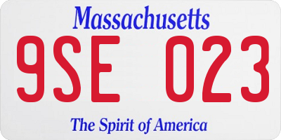 MA license plate 9SE023