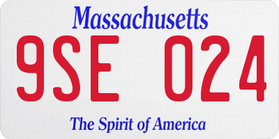 MA license plate 9SE024