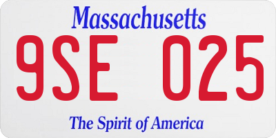 MA license plate 9SE025