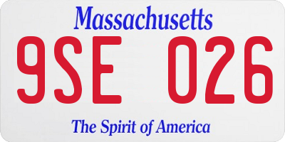 MA license plate 9SE026