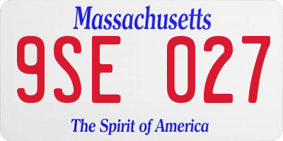 MA license plate 9SE027
