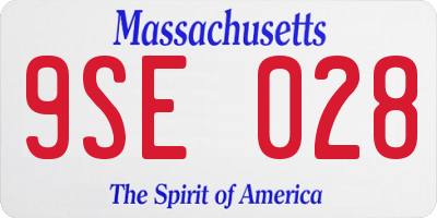 MA license plate 9SE028