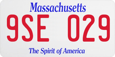 MA license plate 9SE029