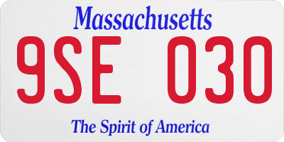 MA license plate 9SE030