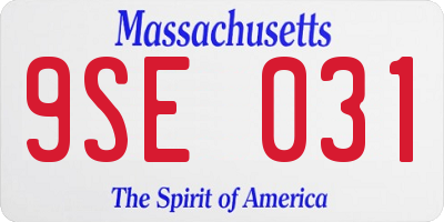 MA license plate 9SE031