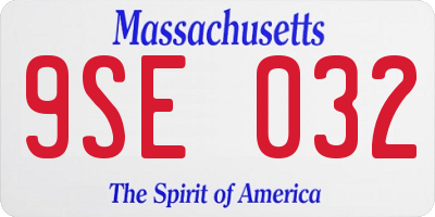 MA license plate 9SE032
