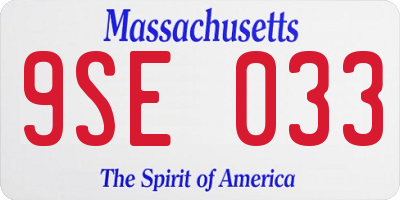 MA license plate 9SE033