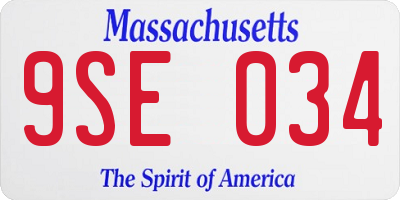 MA license plate 9SE034