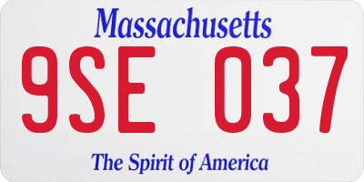 MA license plate 9SE037