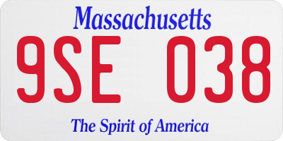 MA license plate 9SE038