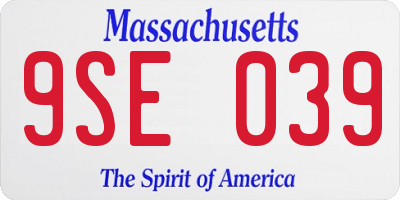 MA license plate 9SE039