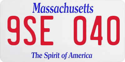 MA license plate 9SE040
