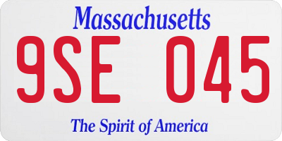 MA license plate 9SE045