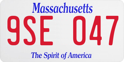 MA license plate 9SE047