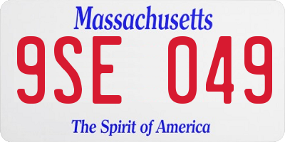 MA license plate 9SE049