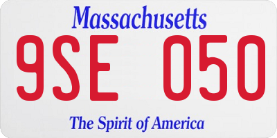 MA license plate 9SE050