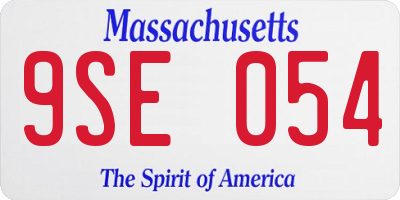 MA license plate 9SE054