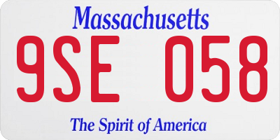 MA license plate 9SE058