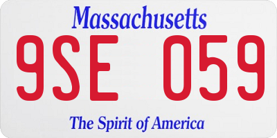 MA license plate 9SE059