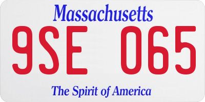 MA license plate 9SE065