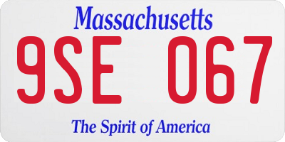 MA license plate 9SE067
