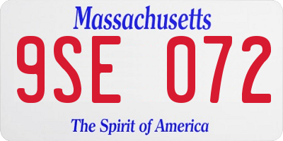 MA license plate 9SE072