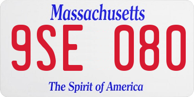 MA license plate 9SE080