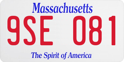 MA license plate 9SE081