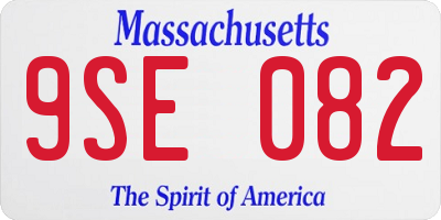 MA license plate 9SE082