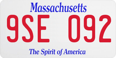 MA license plate 9SE092