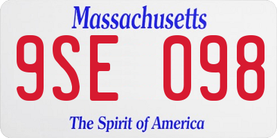 MA license plate 9SE098