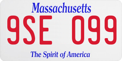 MA license plate 9SE099