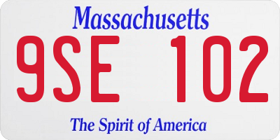 MA license plate 9SE102