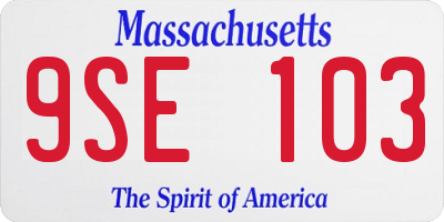 MA license plate 9SE103