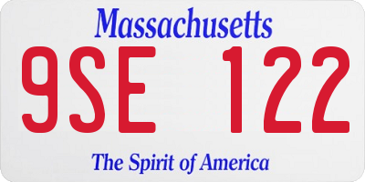 MA license plate 9SE122